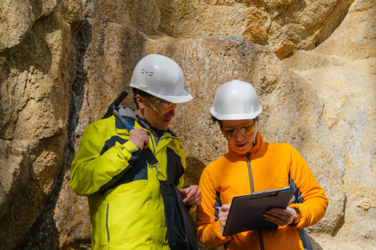 trabalhadores realizando inspeção estrutural para mineração